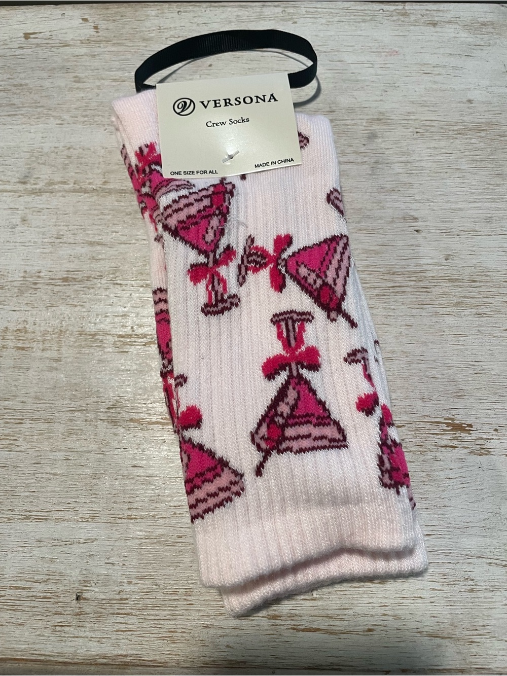 Versona Pink Martini Glass Socks